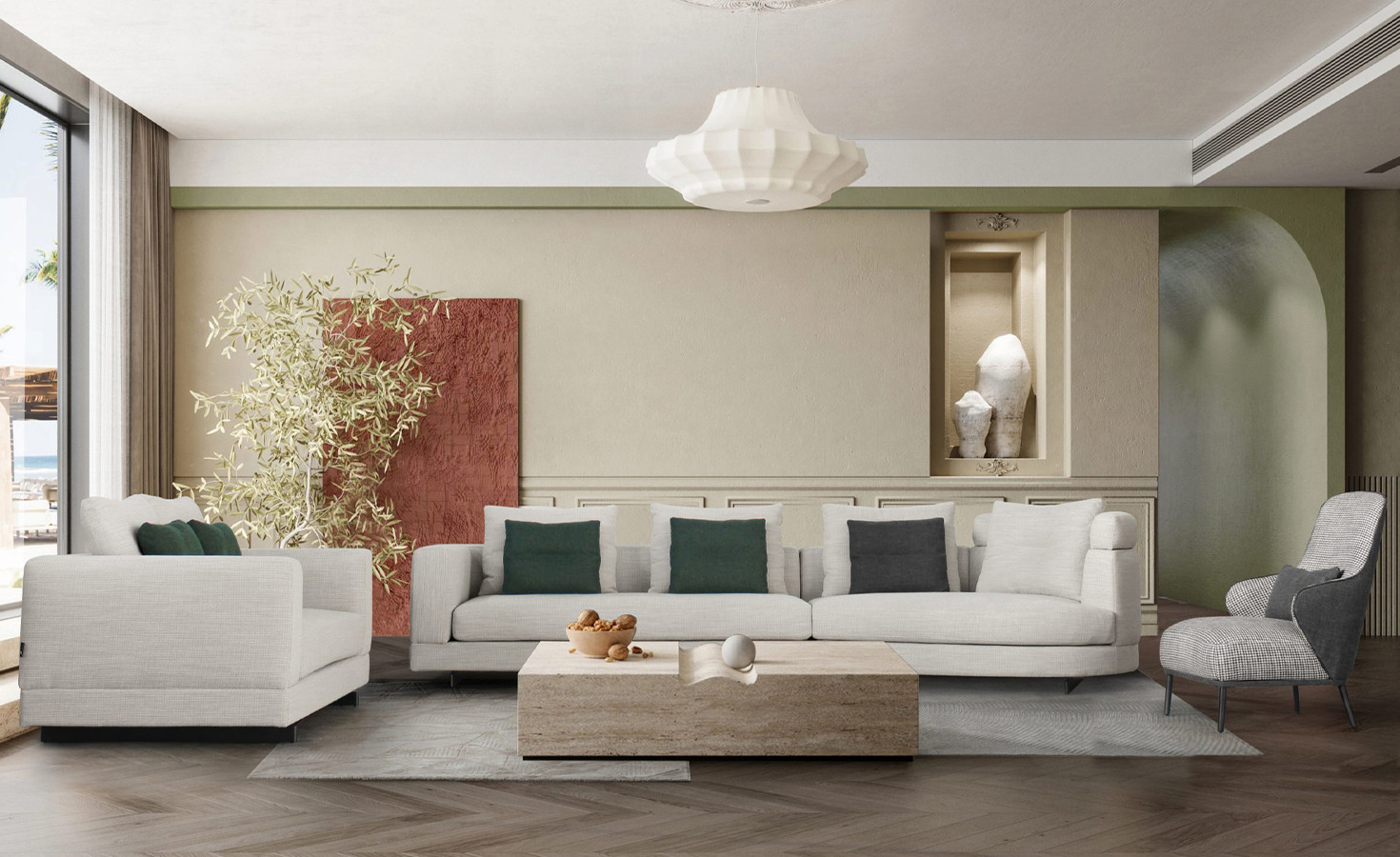 LIGHT GREY FABRIC SOFA 7 SEATER (DG- 6103/6093)
