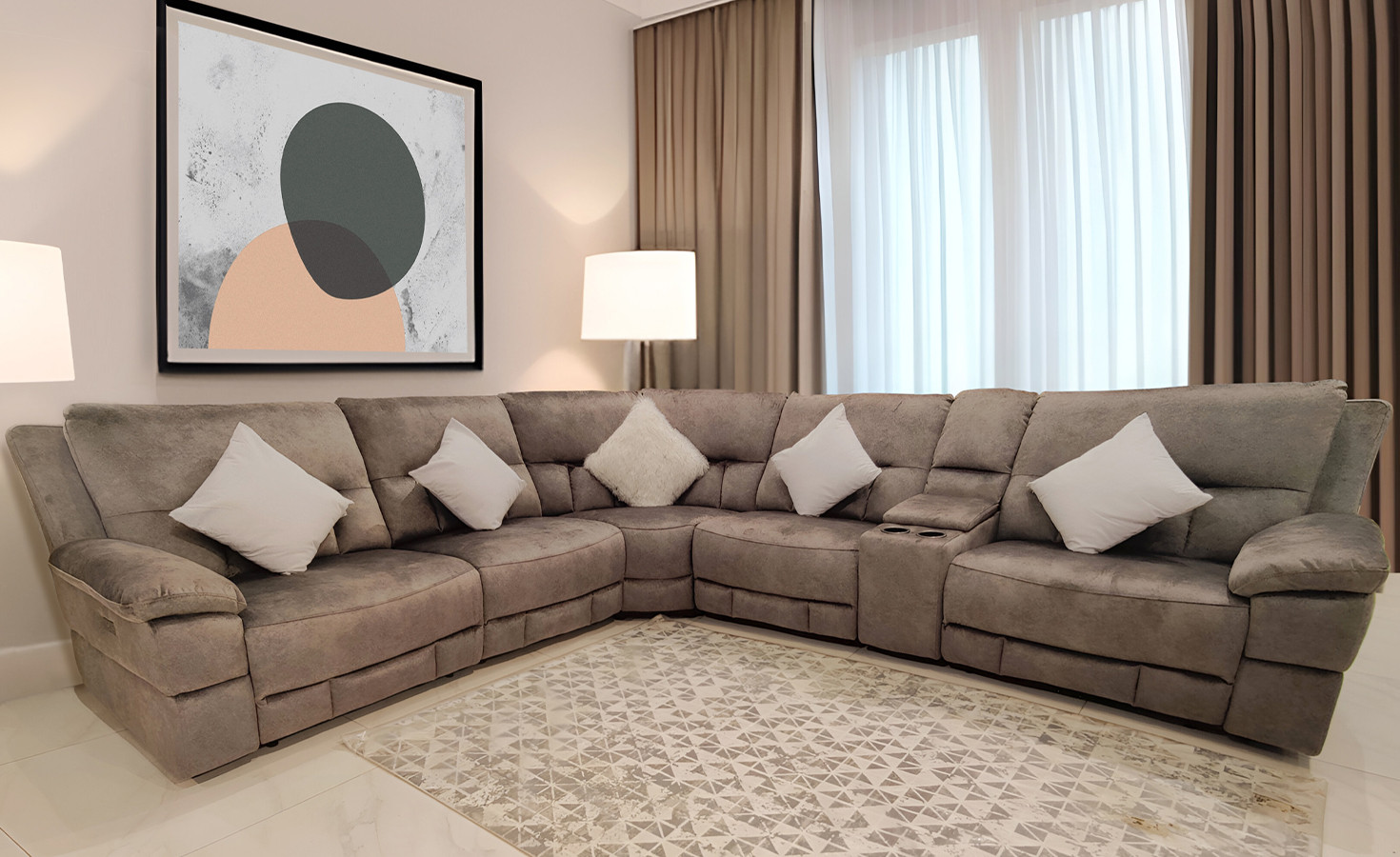 CHEERS CORNER POWER RECLINER SOFA- DAPPLE MINK