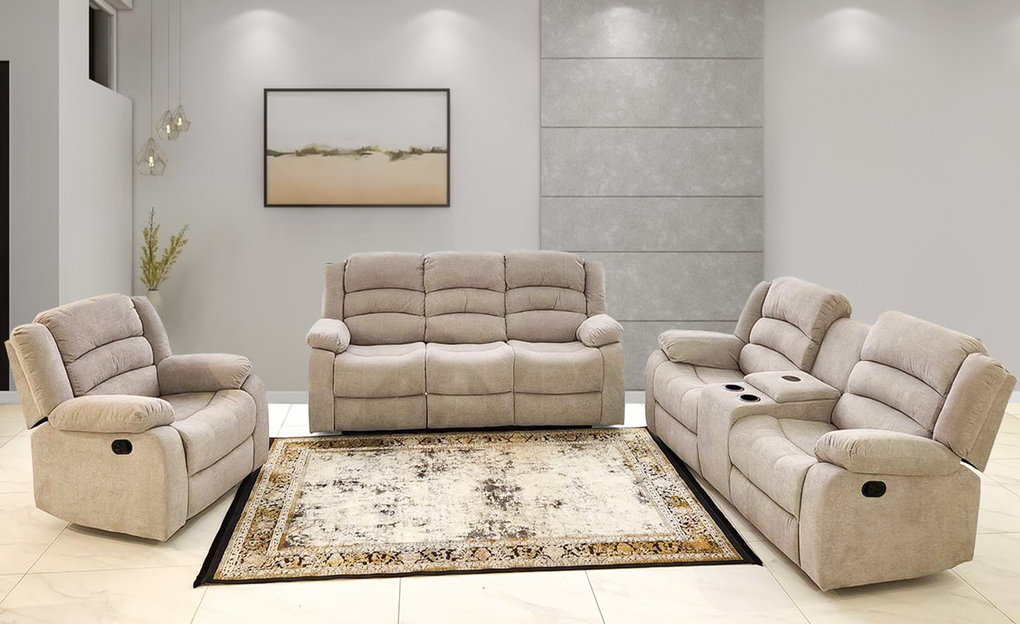 GHABANA 6 SEATER RECLINER SOFA- CREAM