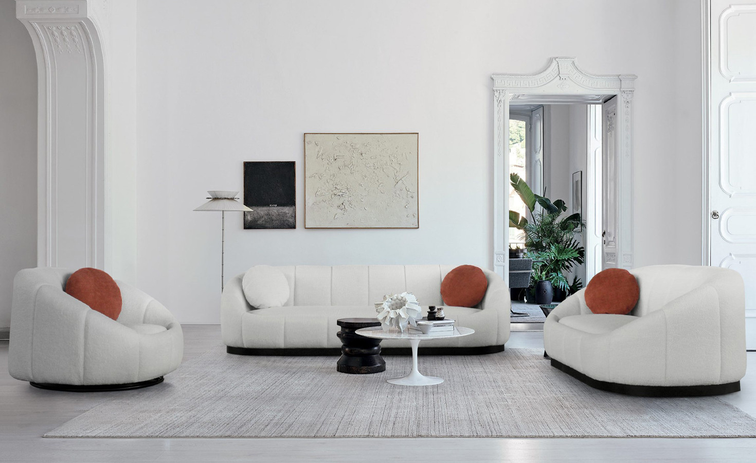CREAM FABRIC SOFA 7 SEATER (DG 6123)