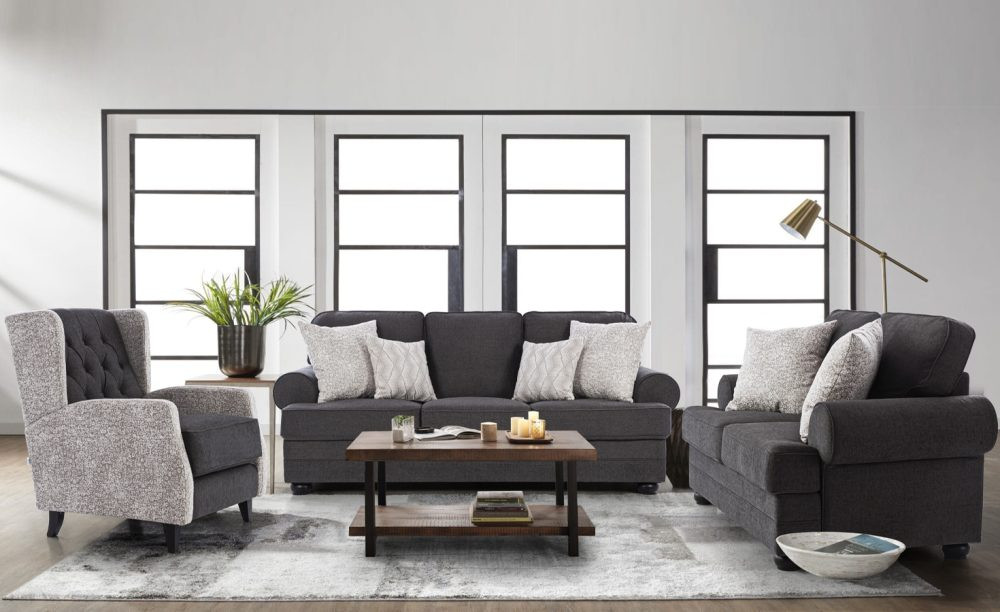 DETROIT FABRIC SOFA 6 SEATER – GREY