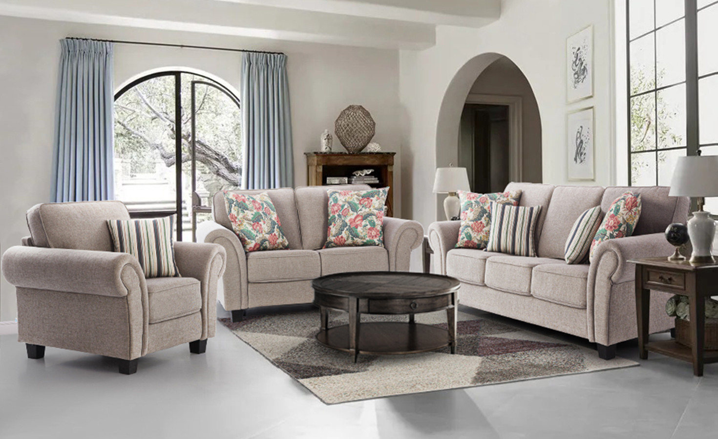 MEMPHIS FABRIC SOFA 6 SEATER – BEIGE