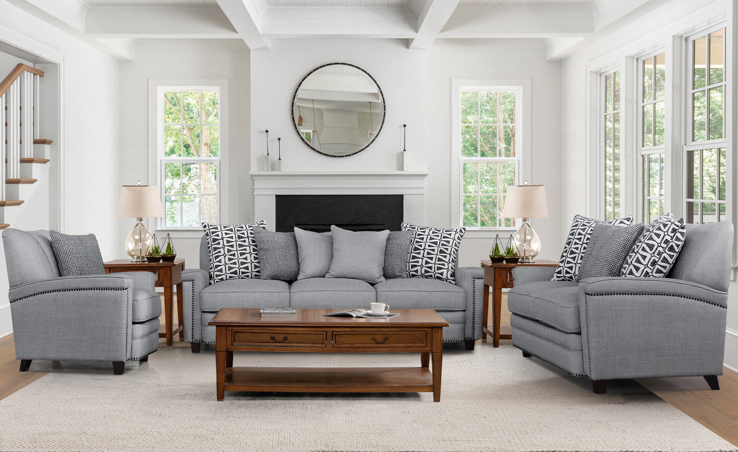 NEVADA FABRIC SOFA 7 SEATER- GREYMIST