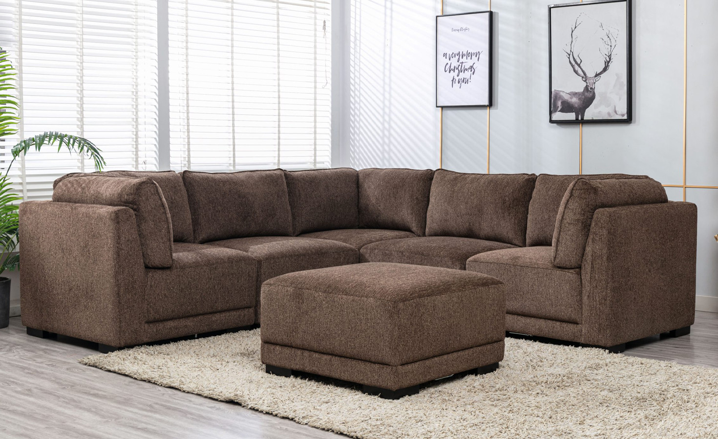 CONVERTIBLE SECTIONAL SOFA- DARK BROWN
