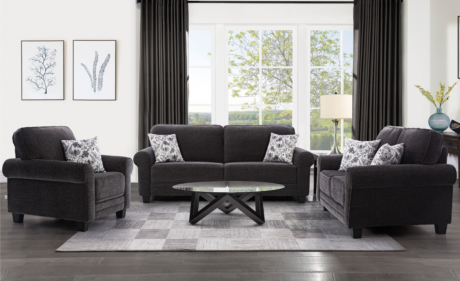 CLARKSDALE FABRIC SOFA 6 SEATER – GREY